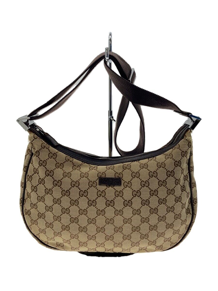 【中古】GUCCI◆ショルダーバッグ_GG帆布/帆布/BRW【御徒面子】