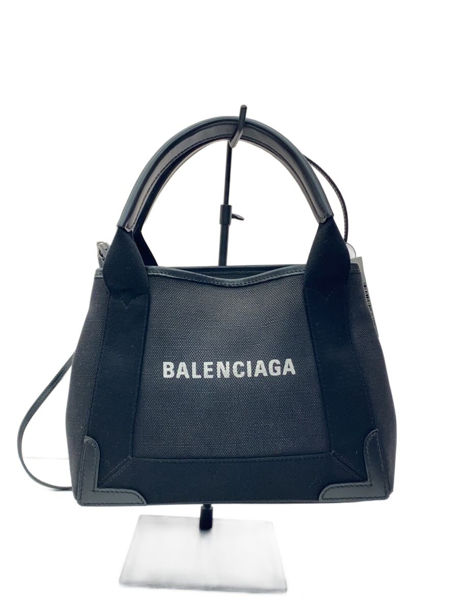 【中古】BALENCIAGA◆navy cabas/帆布/BLK/390346 1000 u 002123【御徒面子】