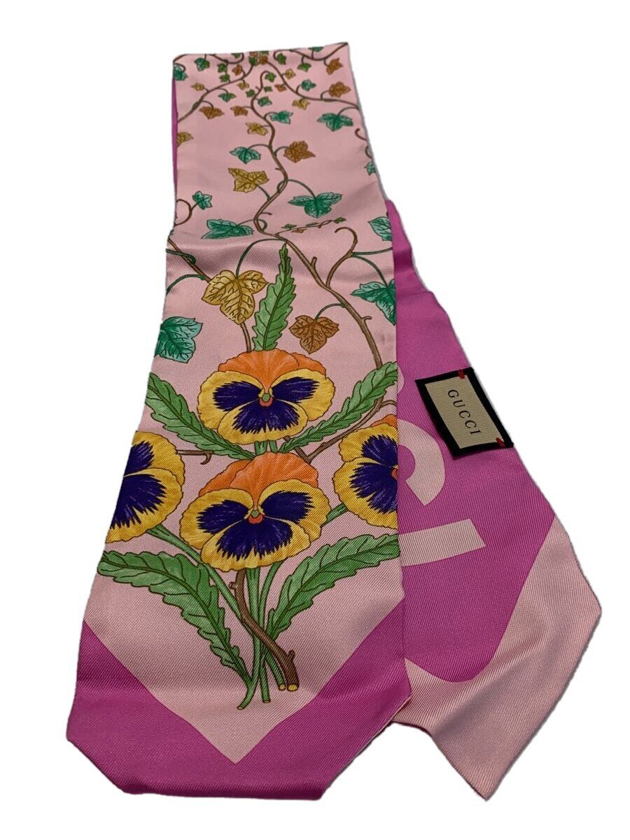 【中古】GUCCI◆えり巻き/地絹/PNK/花柄/レディース/756912【服飾雑貨他】