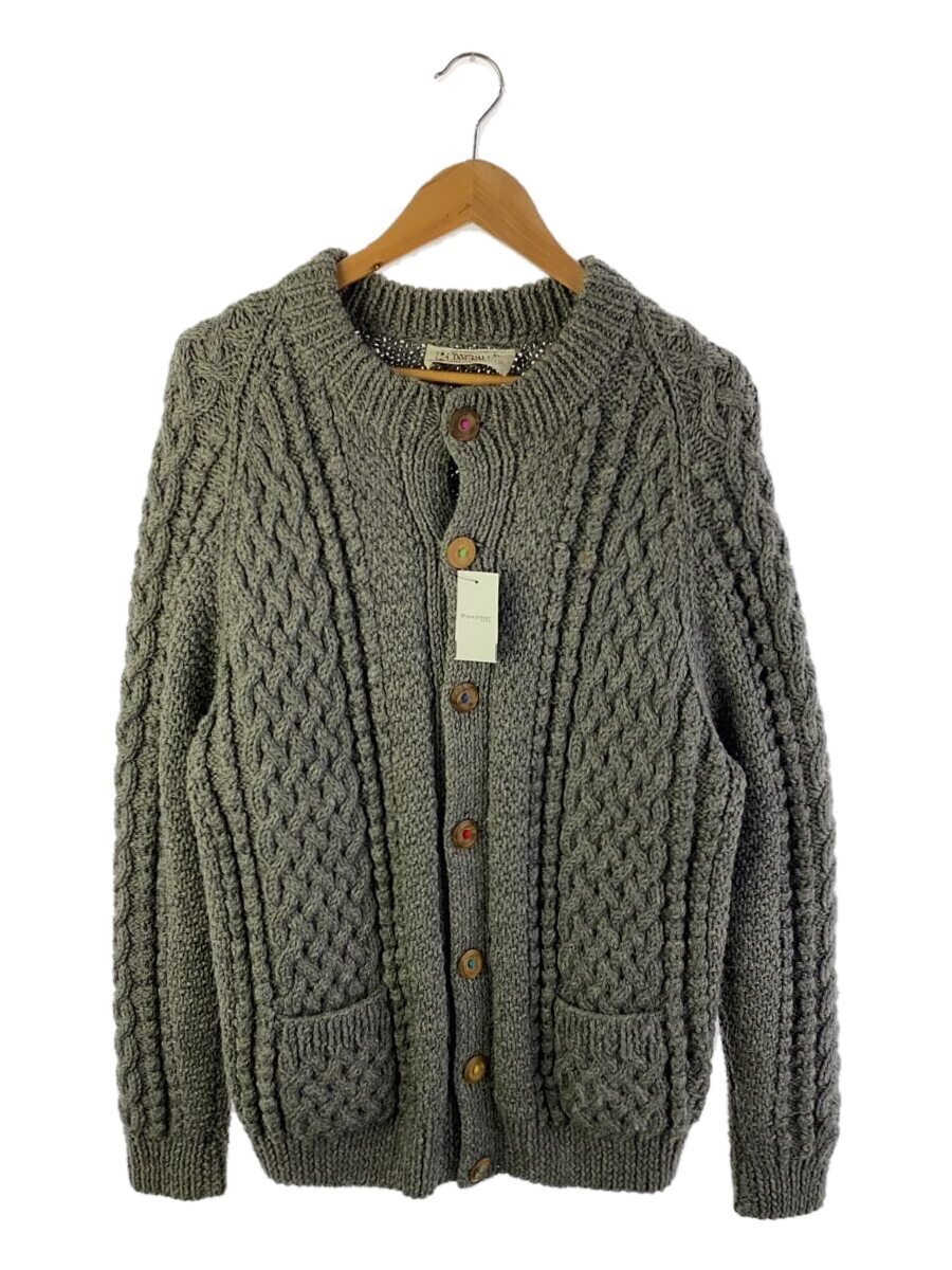 【中古】INVERALLAN◆4A GOLFER CARGIGAN/ジレー(朦々たる)/--/羊毛/GRY/無地//【メンズウェア】