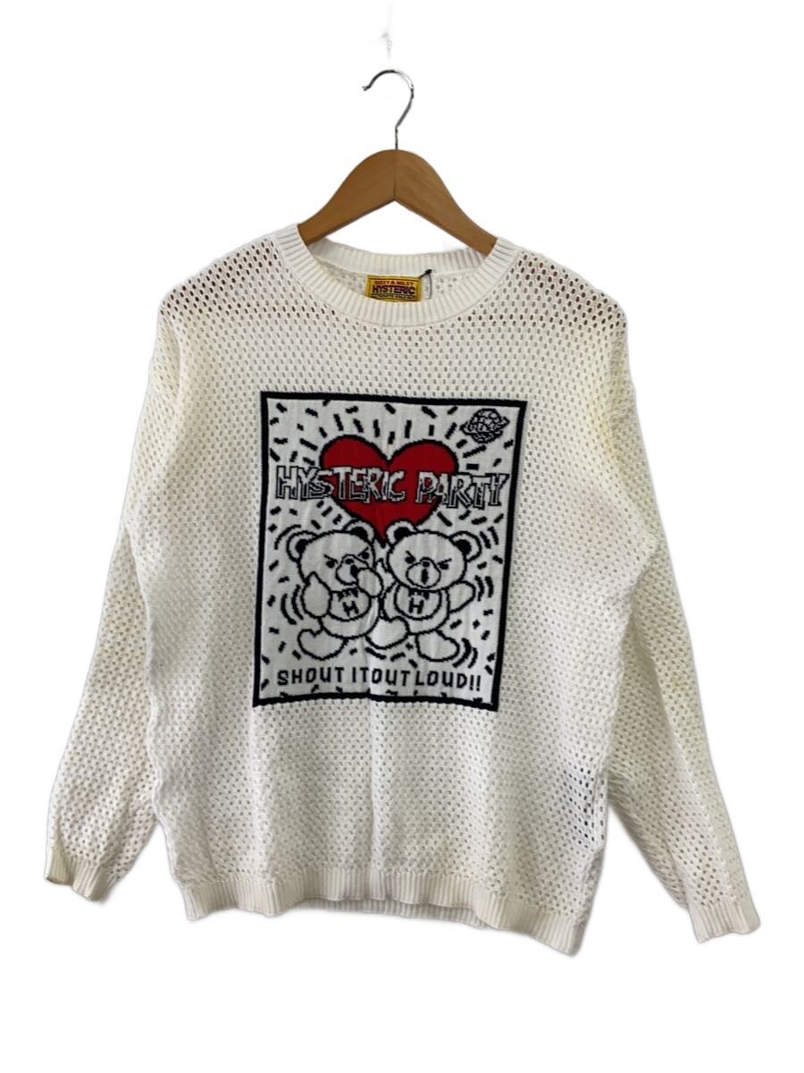 【中古】HYSTERIC◆ニット・セーター(厚手)/FREE/コットン/WHT/総柄/01221NS04【メンズウェア】｜2ｎｄ STREET 店