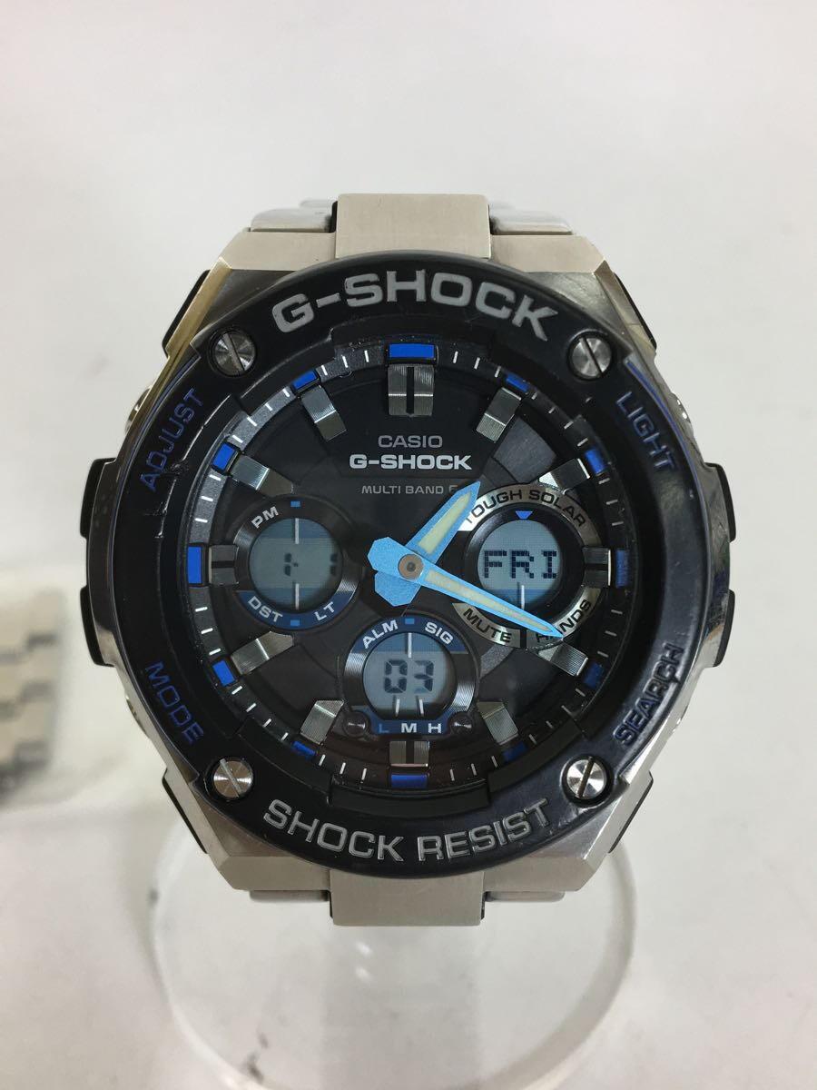 【中古】CASIO◆ソーラーウオッチ・G-SHOCK/デジアナ/BLU【服飾雑貨他】