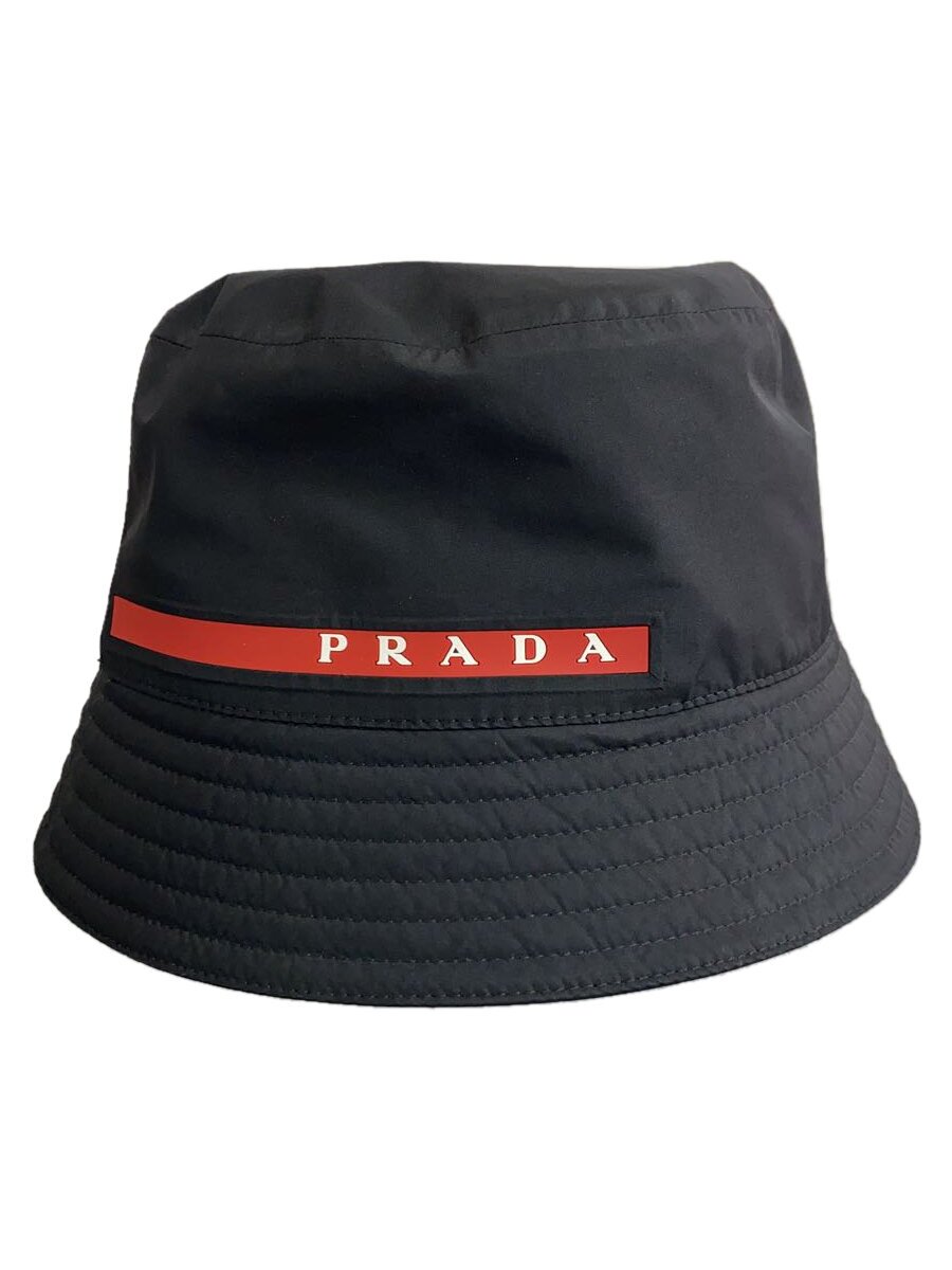 【中古】PRADA◆井戸釣瓶かぶり笠/L/ポリエステル/BLK/メンズ/2HC137 1L4K【服飾雑貨他】