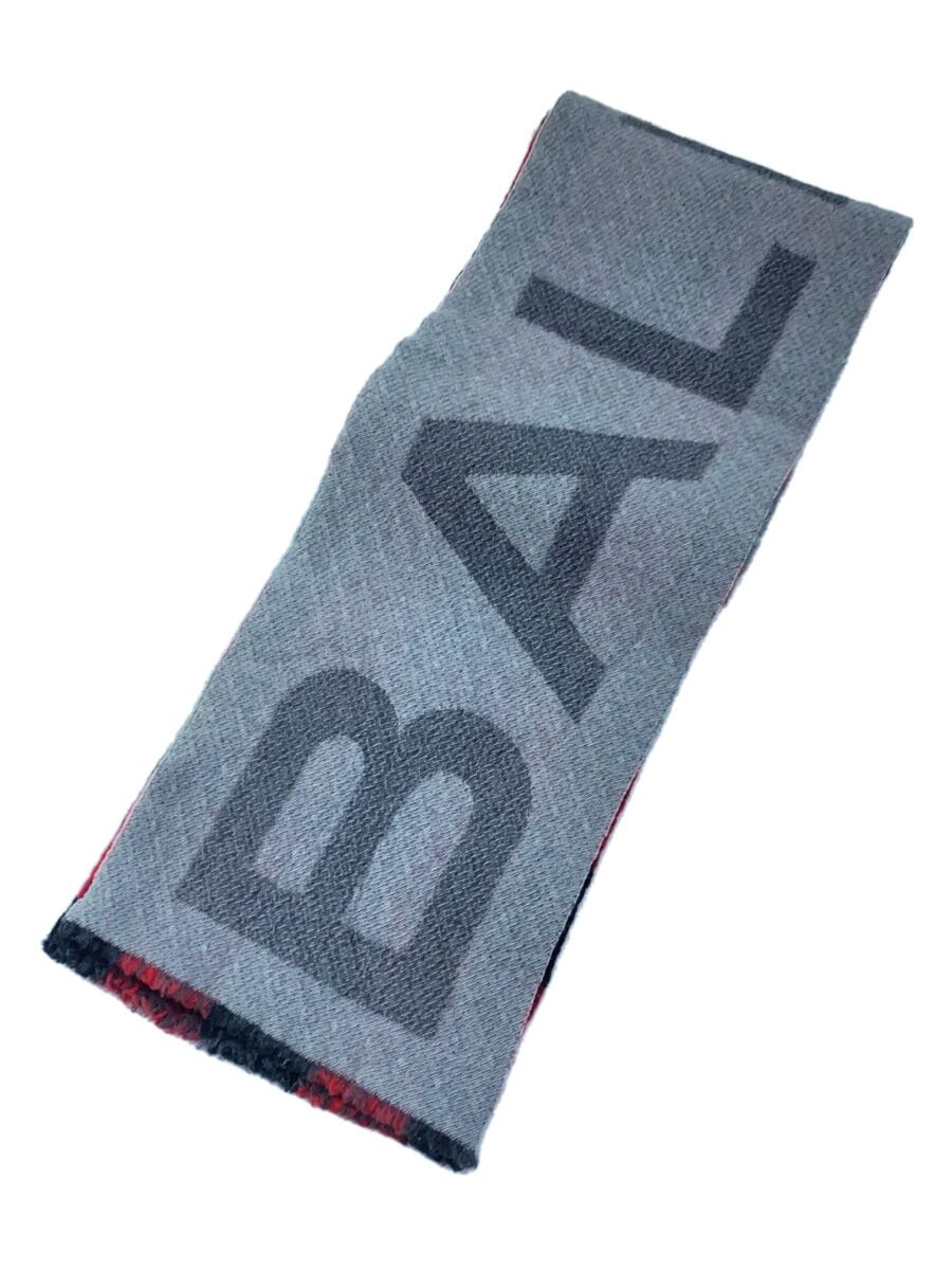 【中古】BALENCIAGA◆えり巻き/羊毛/RED/照合のしるし/メンズ【服飾雑貨他】
