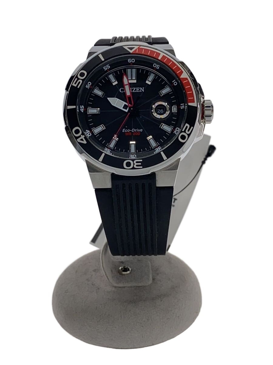 【中古】CITIZEN◆ソーラーウオッチ/アナログ/天然ゴム/BLK/BLK/SS/J810-S099781//【服飾雑貨他】
