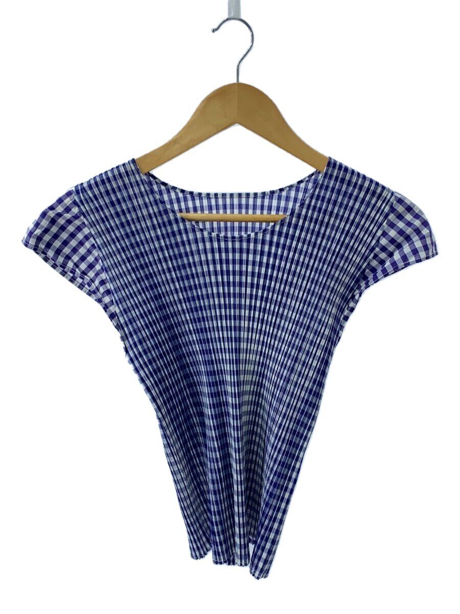 【中古】PLEATS PLEASE ISSEY MIYAKE◆ノースリーブカットソー/3/ポリエステル/BLU/PP41-JK772【レディース御召しもの】