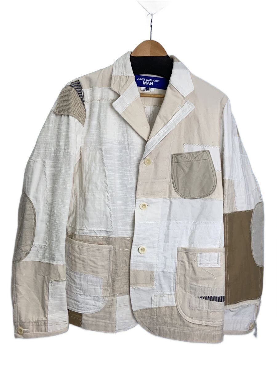 【中古】JUNYA WATANABE COMME des GARCONS MAN◆AD2024/パッチワーク/MIX JACKET/テーラードジャケット/L/綿織物/白いこと/WO-J019【メンズウェア】
