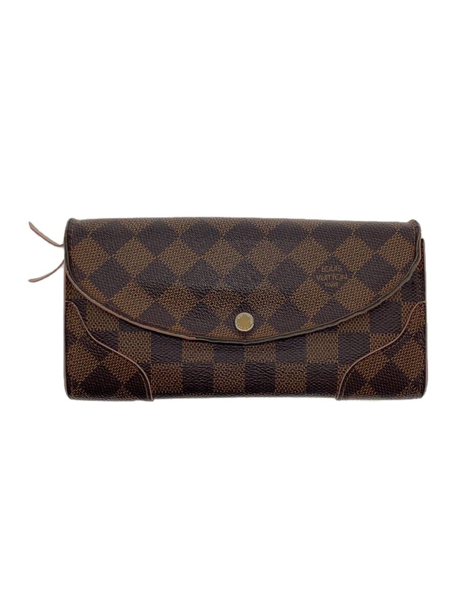 【中古】LOUIS VUITTON◆ポルト・フォイユ・カイサ_ダミエ・エベヌ_BRW/PVC/BRW/レディース【服飾雑貨他】