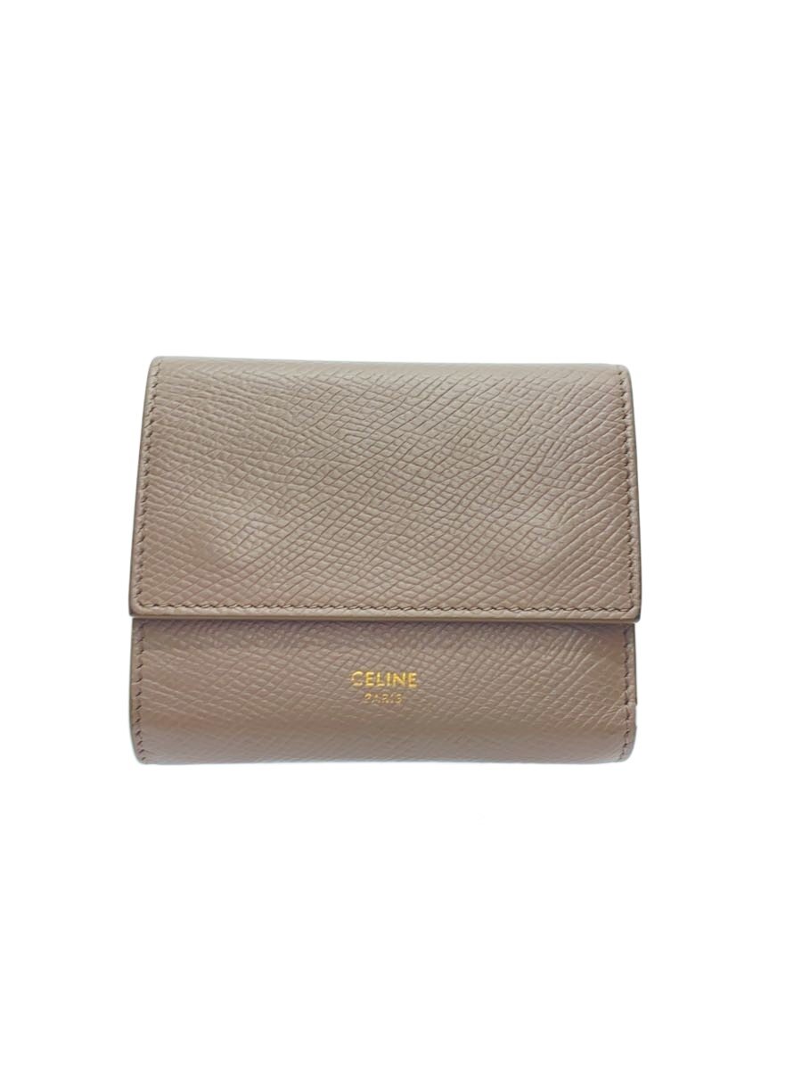 【中古】CELINE◆3つ折り金入れ/なめし革/BEG/レディース/10B573BEL【服飾雑貨他】