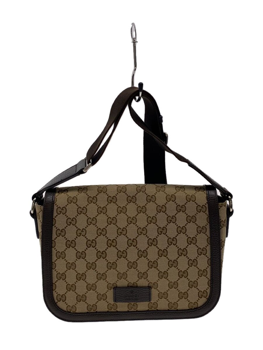 【中古】GUCCI◆GG帆布/ショルダーバッグ/帆布/BEG/総柄/449172【御徒面子】