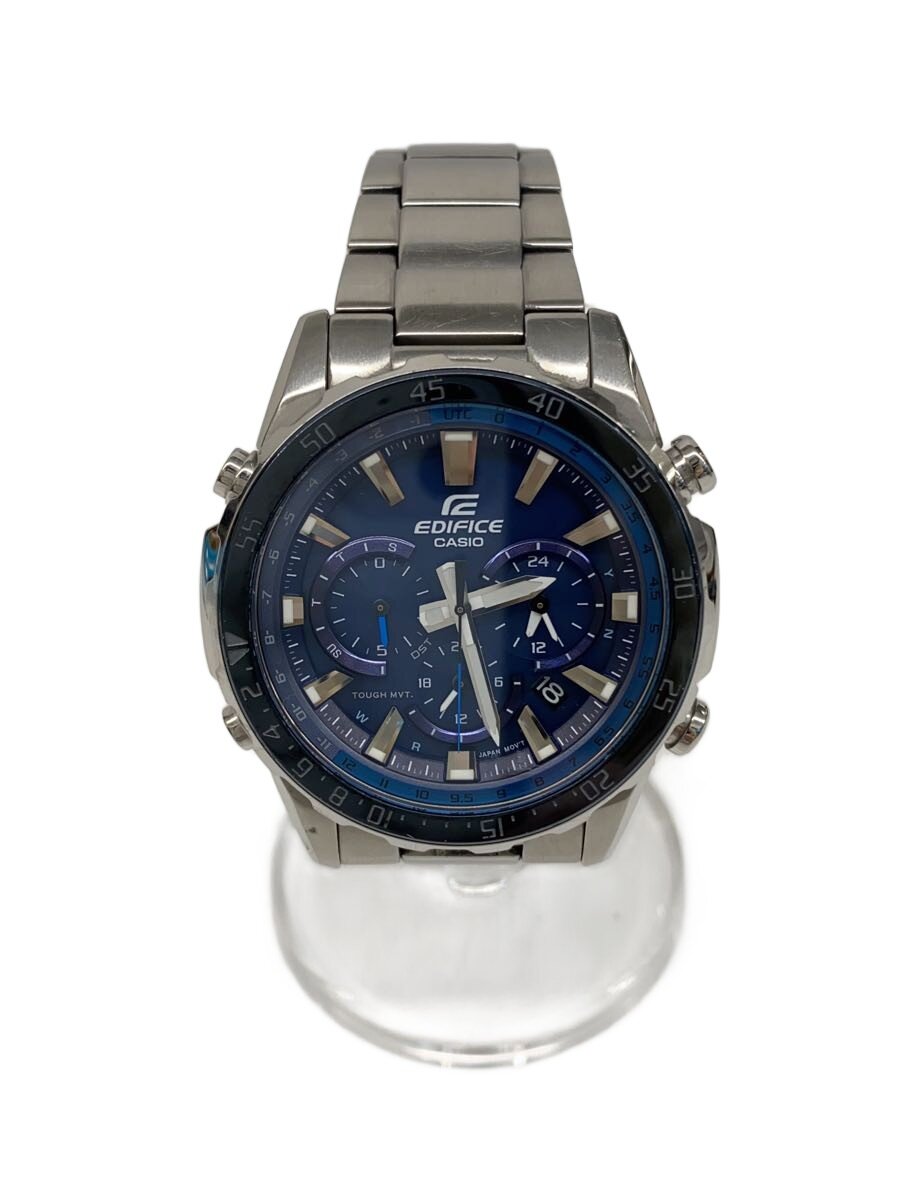 【中古】CASIO◆ソーラーウオッチ/アナログ/ステンレス鋼/BLU/SLV/EQW-T670【服飾雑貨他】
