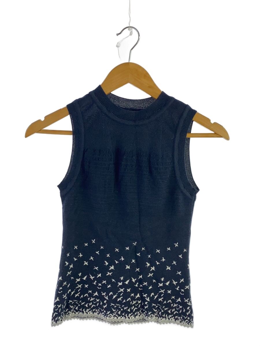 【中古】mame kurogouchi◆Crane Pattern Jacquard Knitted Top/1/--/NVY/総柄//【レディース御召しもの】