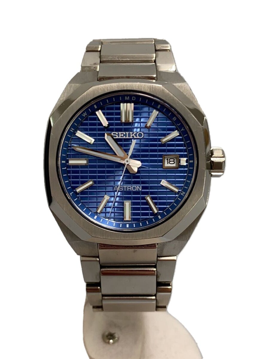 【中古】SEIKO◆ソーラーウォッチ/アナログ/ステンレス鋼/BLU/SLV/7b72-0af0【服飾雑貨他】