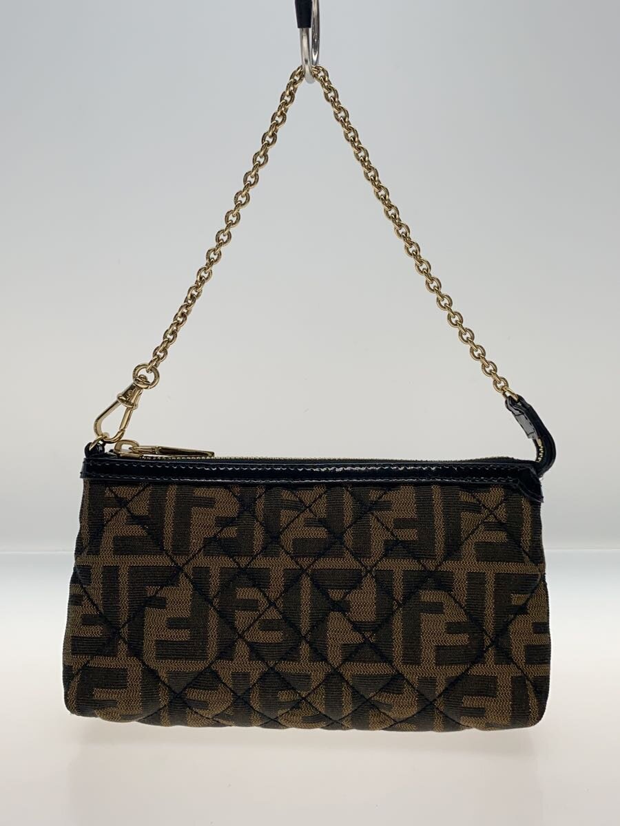【中古】FENDI◆FENDI フェンディ ズッカチェーンポーチ/綿織物/BRW/総柄/8BR592【御徒面子】