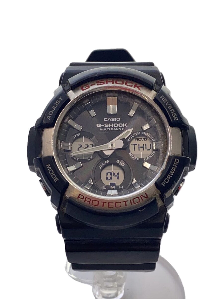 【中古】CASIO◆ソーラーウオッチ・G-SHOCK/デジアナ/天然ゴム/BLK/BLK【服飾雑貨他】