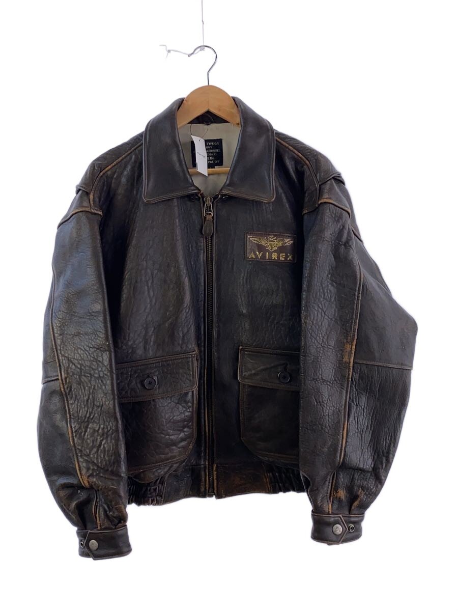 【中古】AVIREX◆なめし革上衣・上衣/L/なめし革/BRW【メンズウェア】
