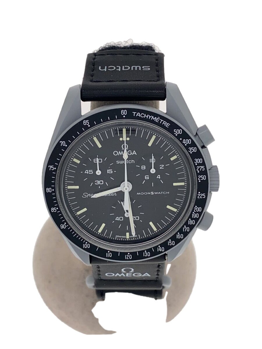 【中古】OMEGA◆石英ウオッチ/アナログ/BLK/BLK【服飾雑貨他】