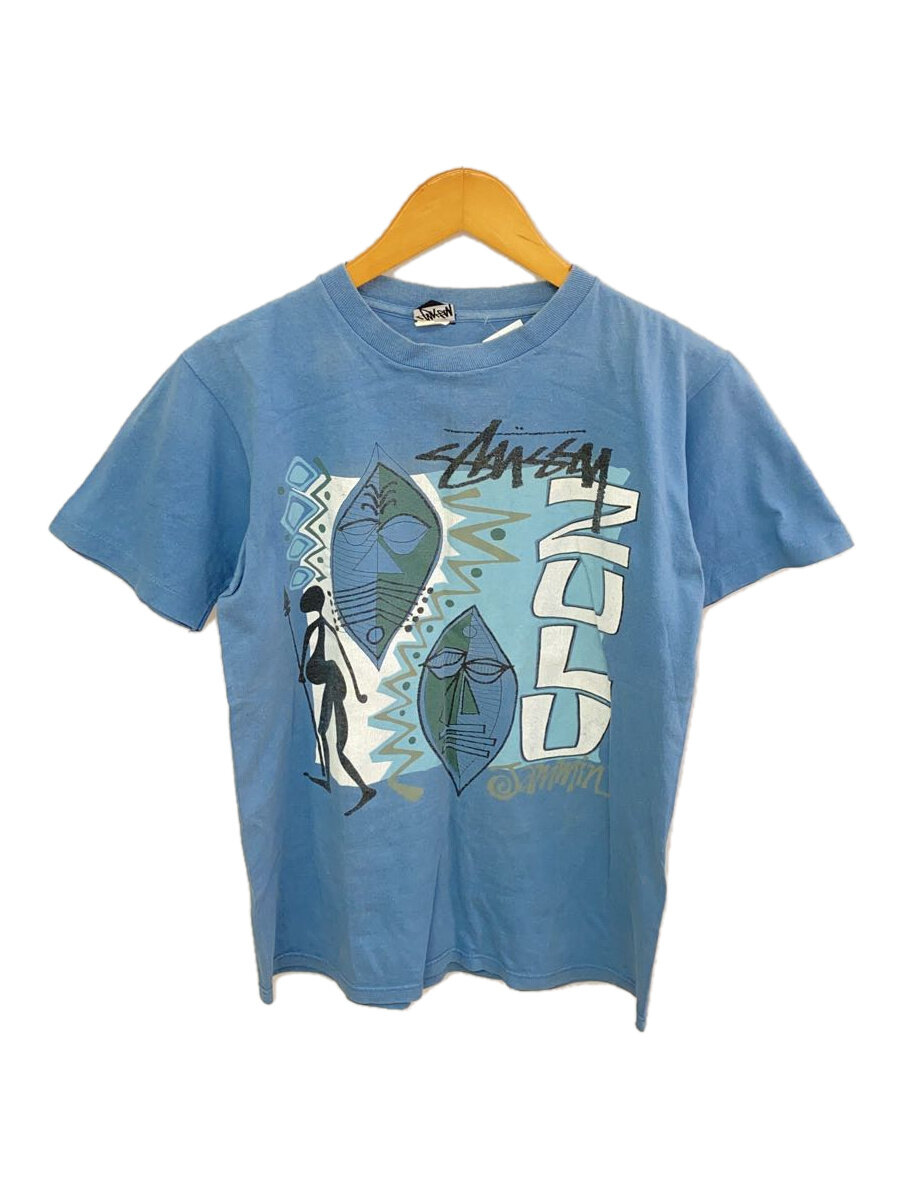 【中古】STUSSY◆80s/zulu mask/ティーシャツ/M/綿織物/BLU【メンズウェア】