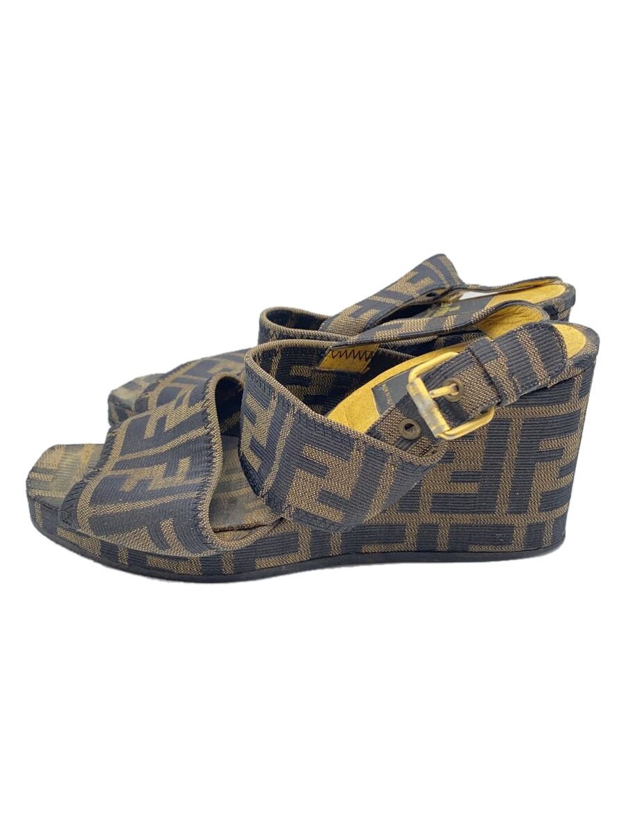 【中古】FENDI◆ズッカ柄/同盟罷業一回り/サンダル/赤銅色/帆布【シューズ】