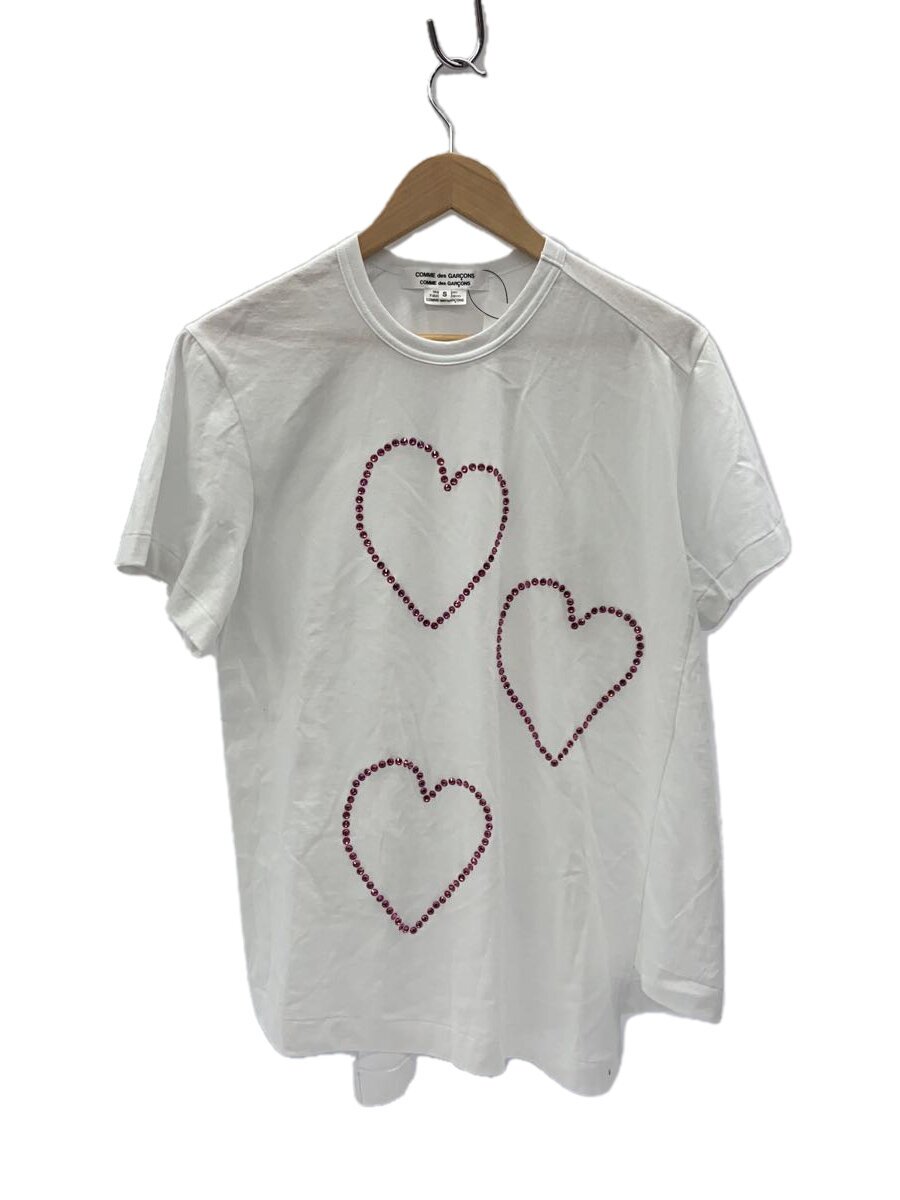 【中古】COMME des GARCONS◆AD2024/ハート形石ころ/ティーシャツ/S/綿織物/WHT/RN-T001【レディース御召しもの】