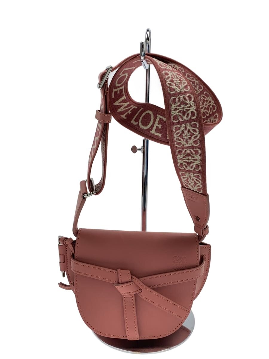 【中古】LOEWE◆ショルダーバッグ/なめし革/PNK【御徒面子】