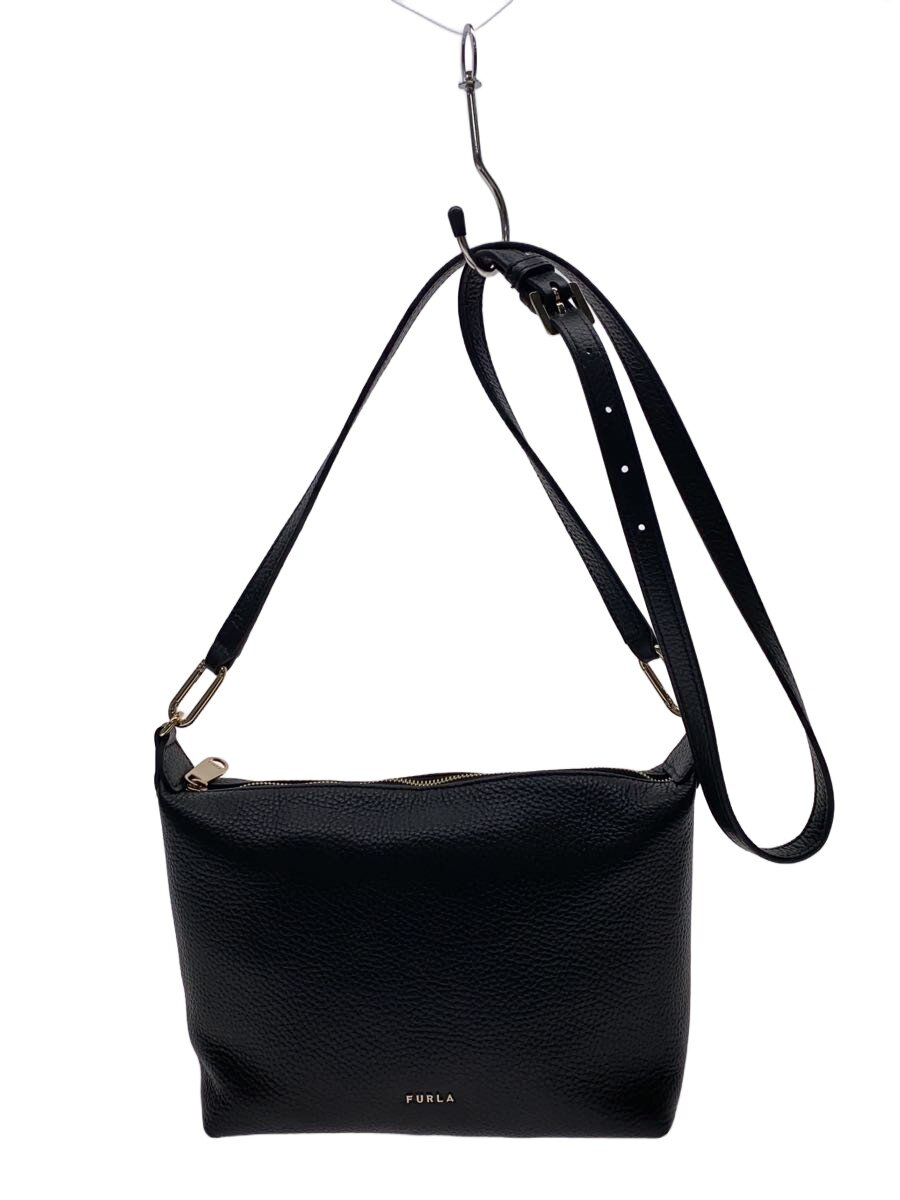 【中古】FURLA◆ショルダーバッグ/なめし革/BLK/無地/WE00683 BX0305//【御徒面子】