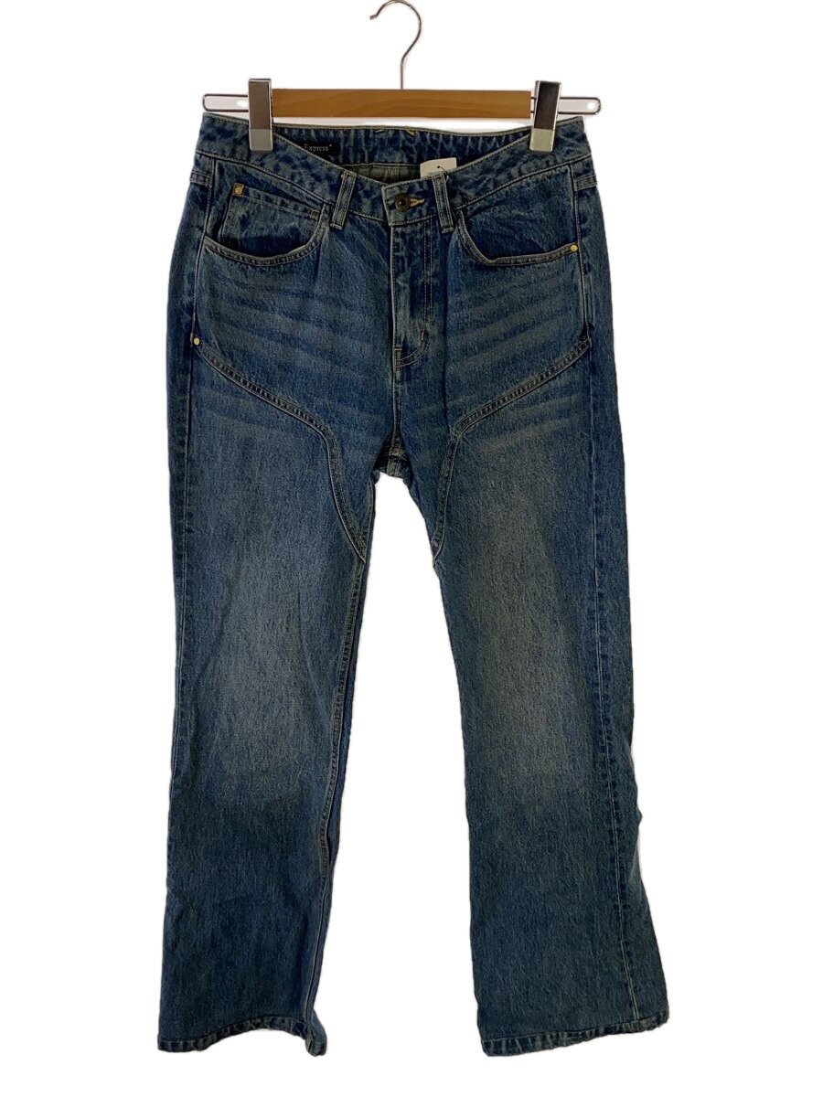 【中古】Fax Copy Express◆wide-leg dirty wash jeans/ブーツカットパンツ/L/綿織物/IDG/着付ける感【レディース御召しもの】