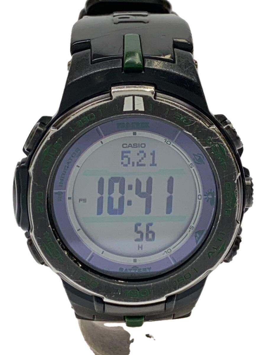 【中古】CASIO◆ソーラーウオッチ・PROTREK/デジタル/--/黒【服飾雑貨他】