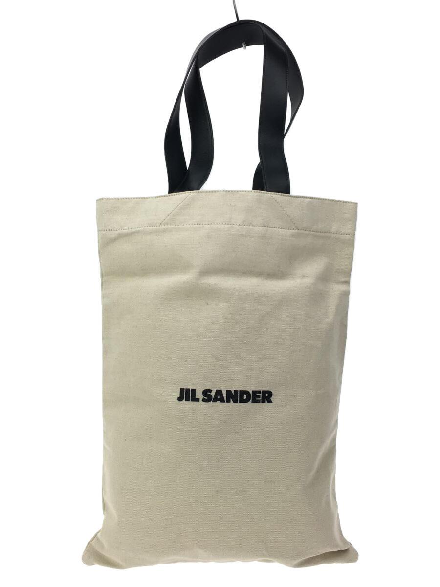 【中古】JIL SANDER◆トートバッグ/帆布/ベージュ/無地/J25室内用便器0004-P4917【御徒面子】