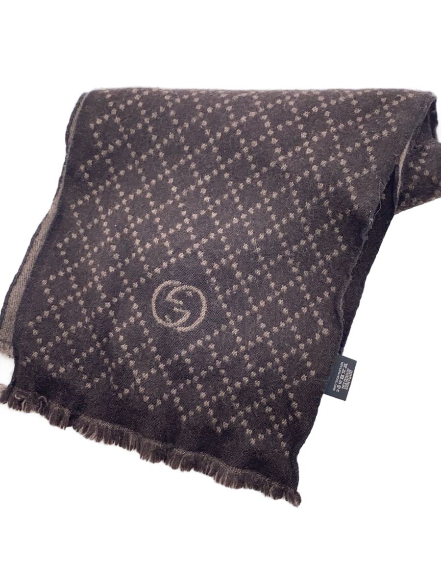 【中古】GUCCI◆えり巻き/羊毛/赤銅色/点点/照合のしるし/総柄/メンズ【服飾雑貨他】