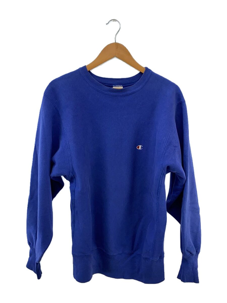 【中古】Champion◆90S/RW/USA製/袖目皆無/群青み/汗水/L/綿織物/BLU/無地【メンズウェア】