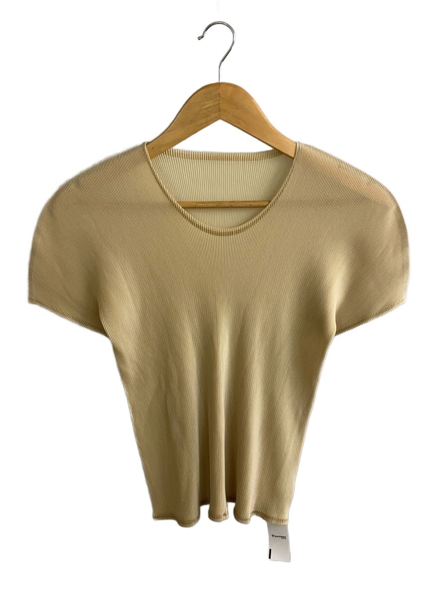 【中古】PLEATS PLEASE ISSEY MIYAKE◆細筋目半袖カットソー/3/ポリエステル/BEG/FK302/? NULL ?【レディース御召しもの】