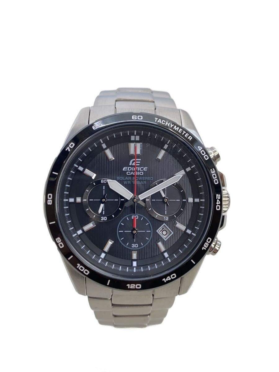 【中古】CASIO◆ソーラーウオッチ・EDIFICE/アナログ/ステンレス鋼/SLV/SLV/SS//【服飾雑貨他】