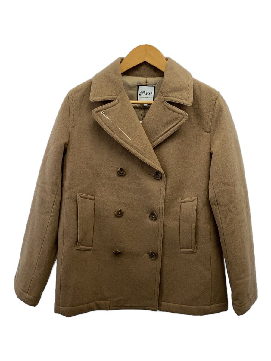 【中古】Jean Paul Gaultier◆ピーコート/42/羊毛/BEG/無地/JPT024【レディース御召しもの】