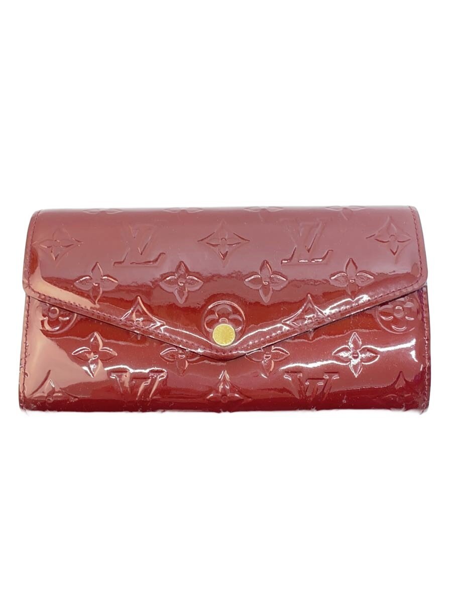 【中古】LOUIS VUITTON◆ポルト・フォイユ・サラ_モノグラム・ヴェルニ/エナメル/RED/総柄/レディース【服飾雑貨他】