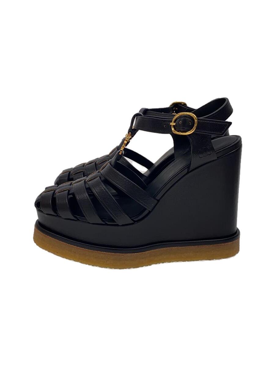 【中古】CELINE◆サンダル/35/BLK【シューズ】