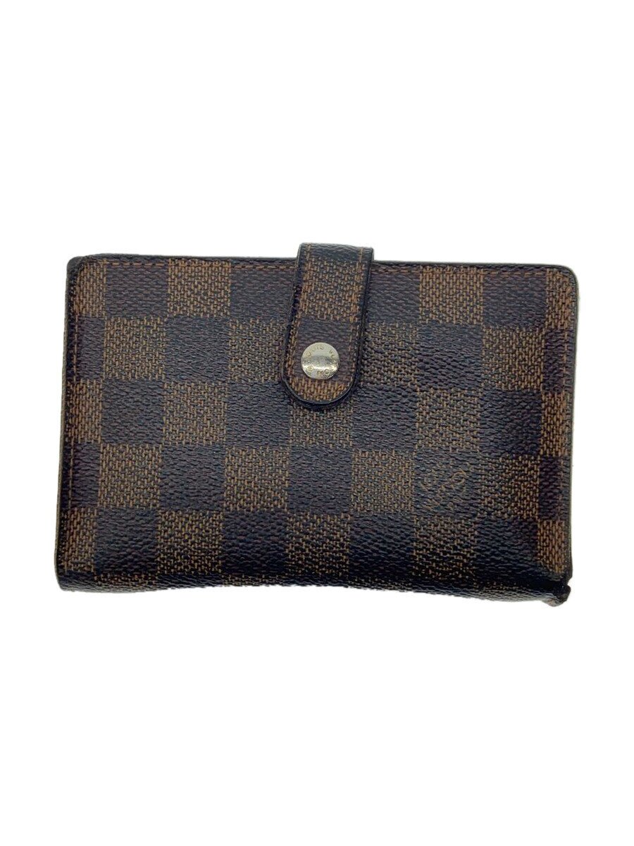 【中古】LOUIS VUITTON◆カード用ポケット付財布_ダミエ・エベヌ_BRW/PVC/BRW/総柄/メンズ【服飾雑貨他】