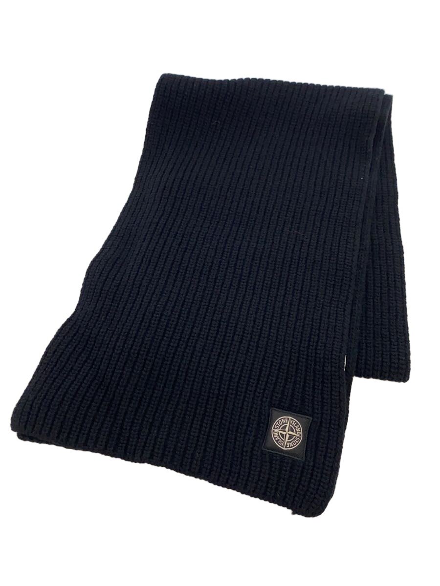【中古】STONE ISLAND◆リブニットマフラー/7115N15B5/黒いこと【服飾雑貨他】