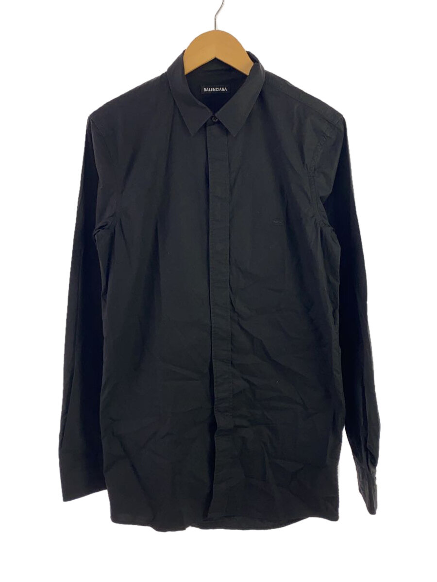 【中古】BALENCIAGA◆長袖ティーシャツ/38/ポリエステル/BLK/バレンシアガ//【メンズウェア】