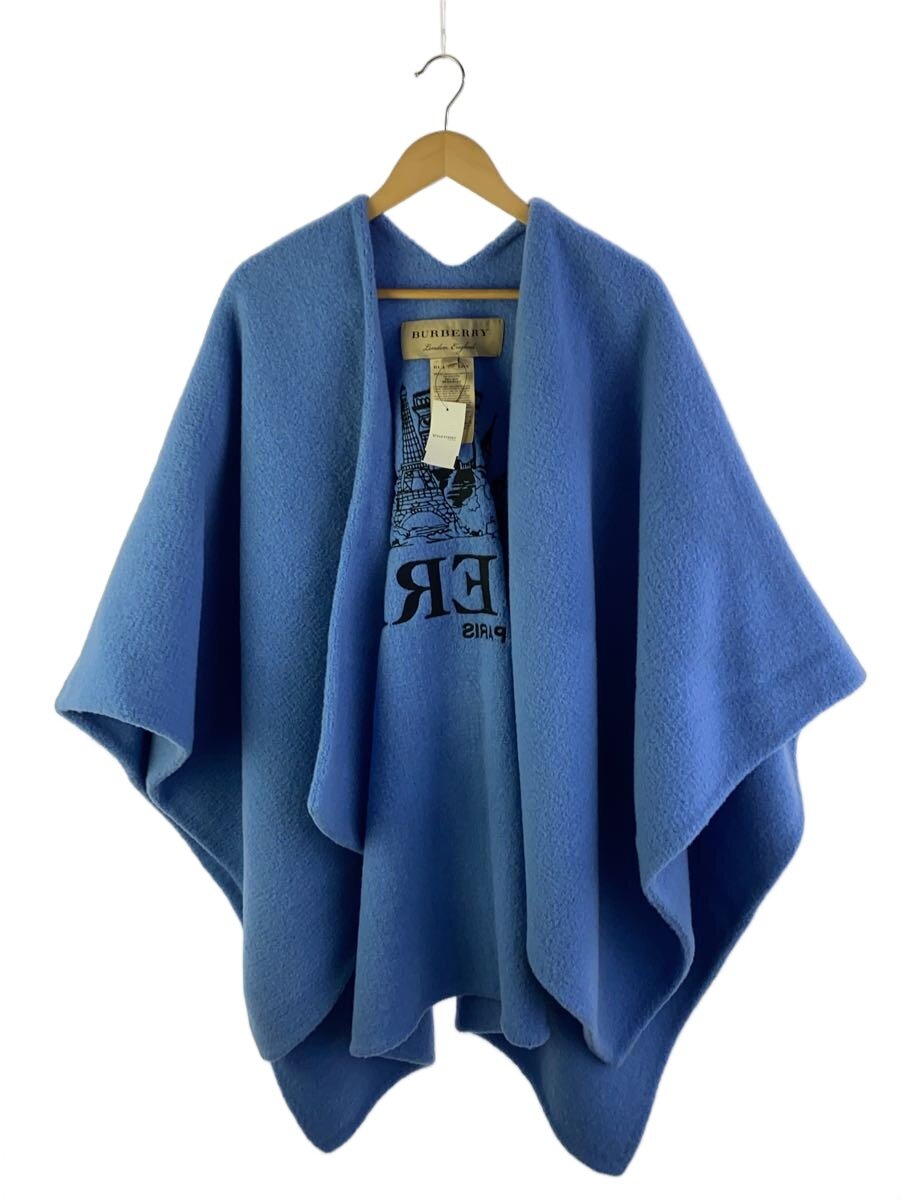 【中古】BURBERRY◆ポンチョ/XS/羊毛/BLU【レディース御召しもの】