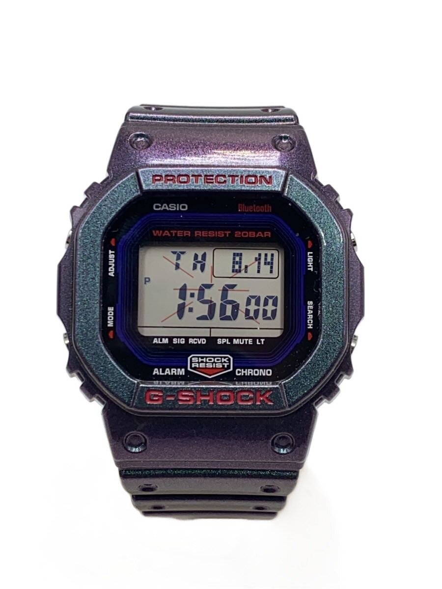 【中古】CASIO◆石英ウオッチ_G-SHOCK/デジタル/天然ゴム/BLK/PUP【服飾雑貨他】
