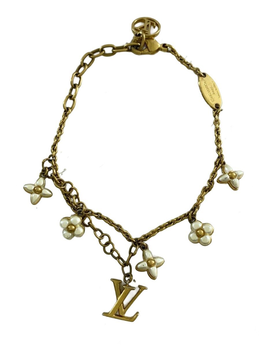 【中古】LOUIS VUITTON◆フローラグラム/腕輪/LVロゴタイプ/花/メッキ/GLD/レディース/M0940A/メッキ剥がれ有//【服飾雑貨他】