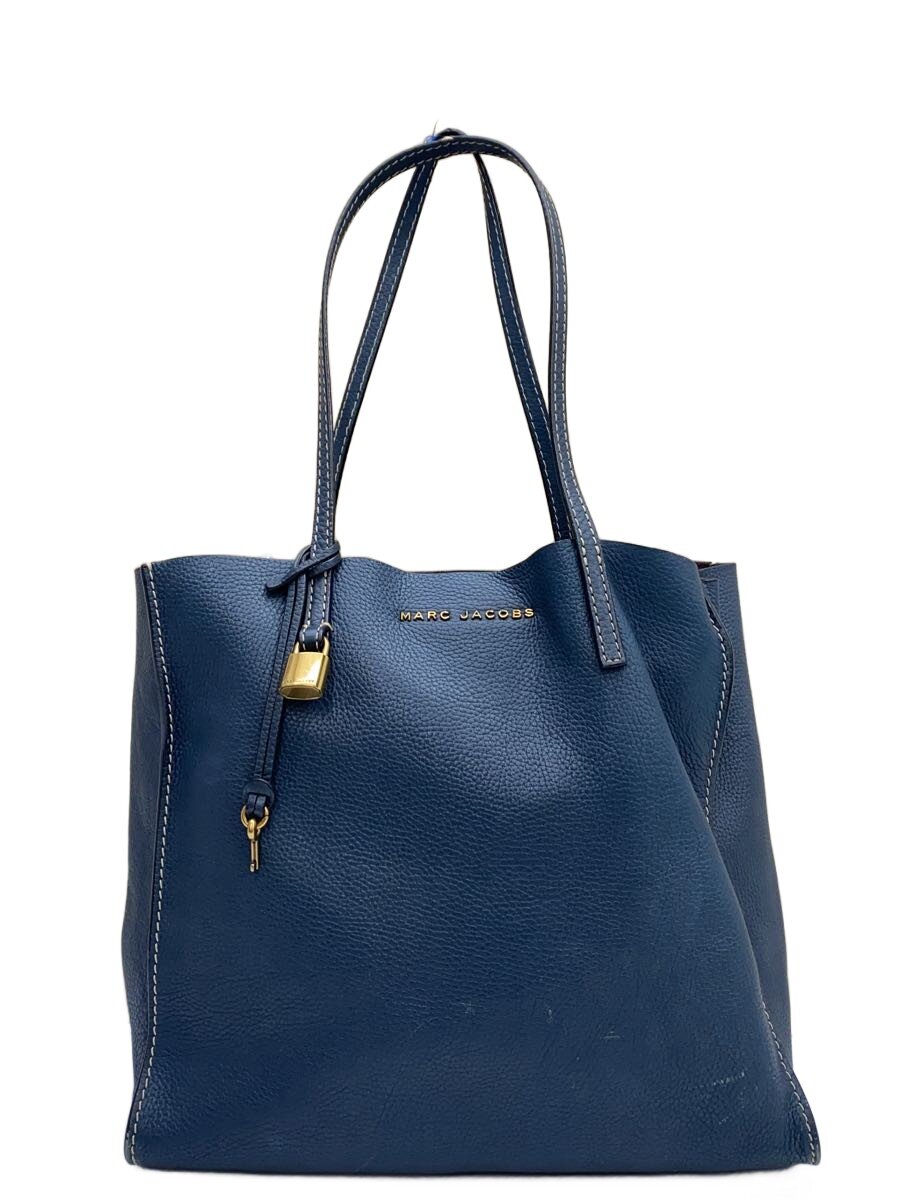 【中古】MARC JACOBS◆トートバッグ/なめし革/NVY/無地【御徒面子】