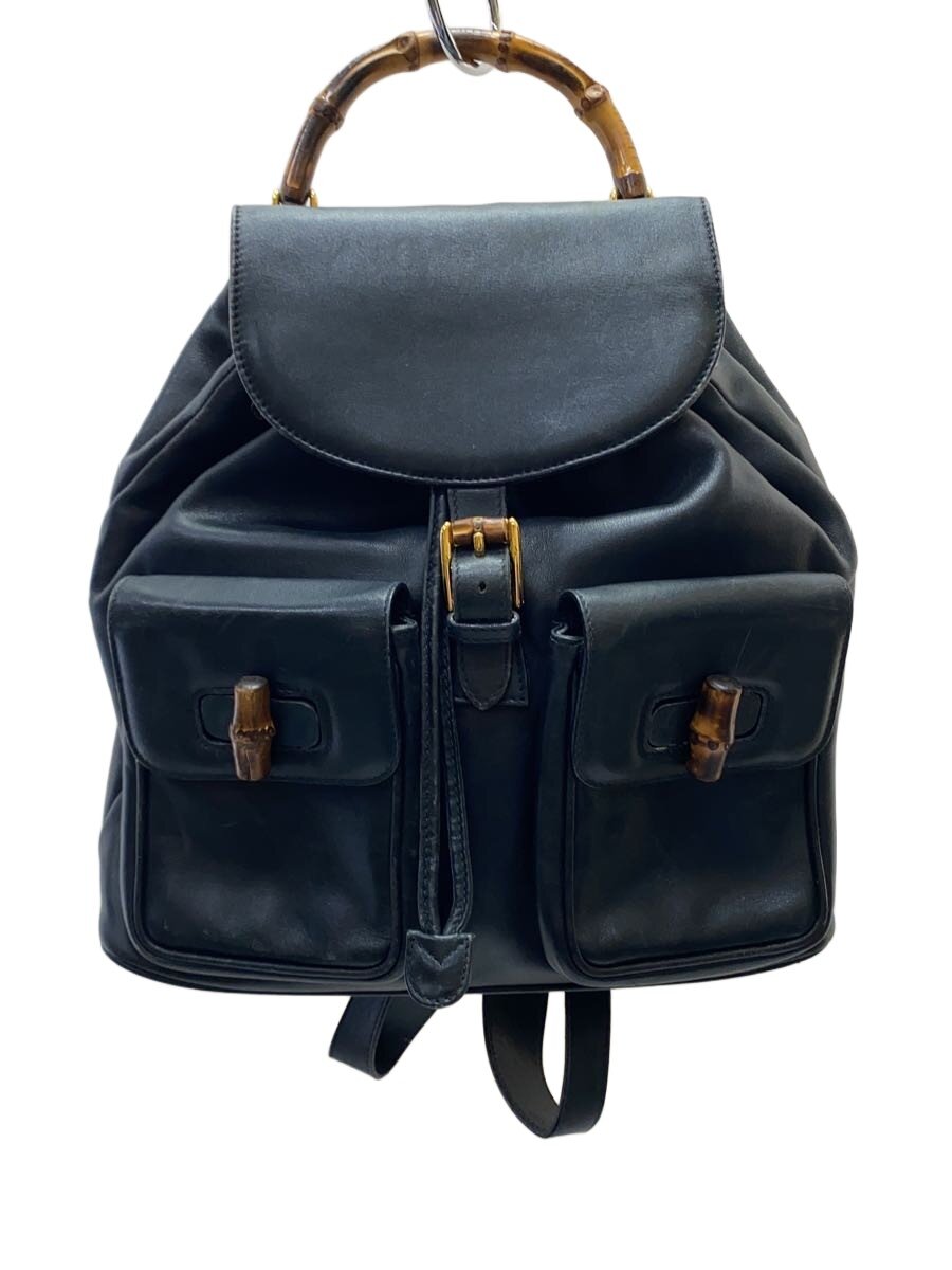 【中古】GUCCI◆リュックサック_バンブー/レザー/NVY【バッグ】｜2ｎｄ STREET 店 16,089円