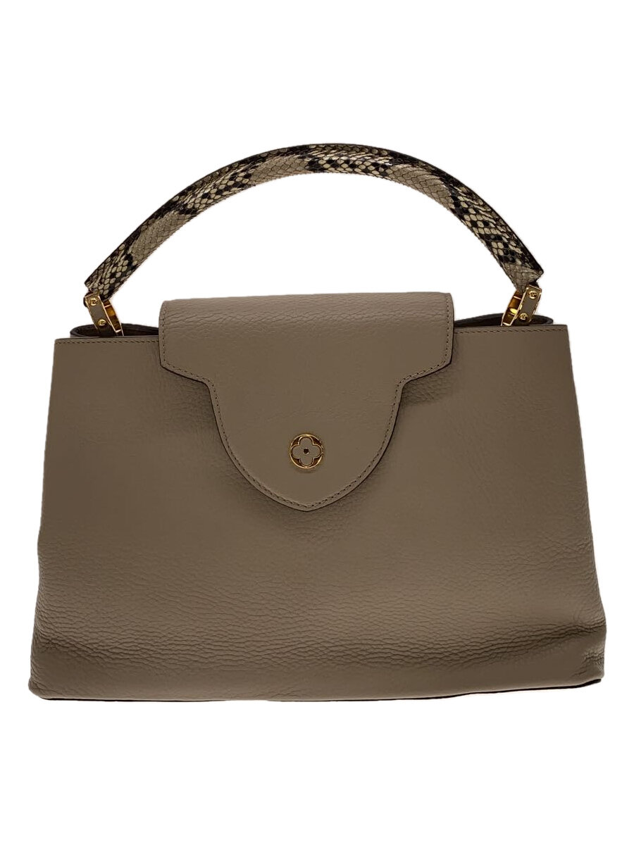 【中古】LOUIS VUITTON◆カプシーヌGM_トリヨン_BEG/パイソンハンドル/牛皮/BEG/? NULL ?【御徒面子】