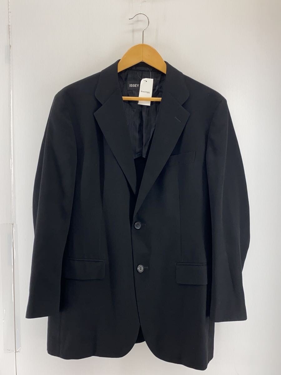 【中古】ISSEY MIYAKE◆テーラードジャケット/3/綿織物/BLK/無地/me91fd137/2B/アーカイブ【メンズウェア】