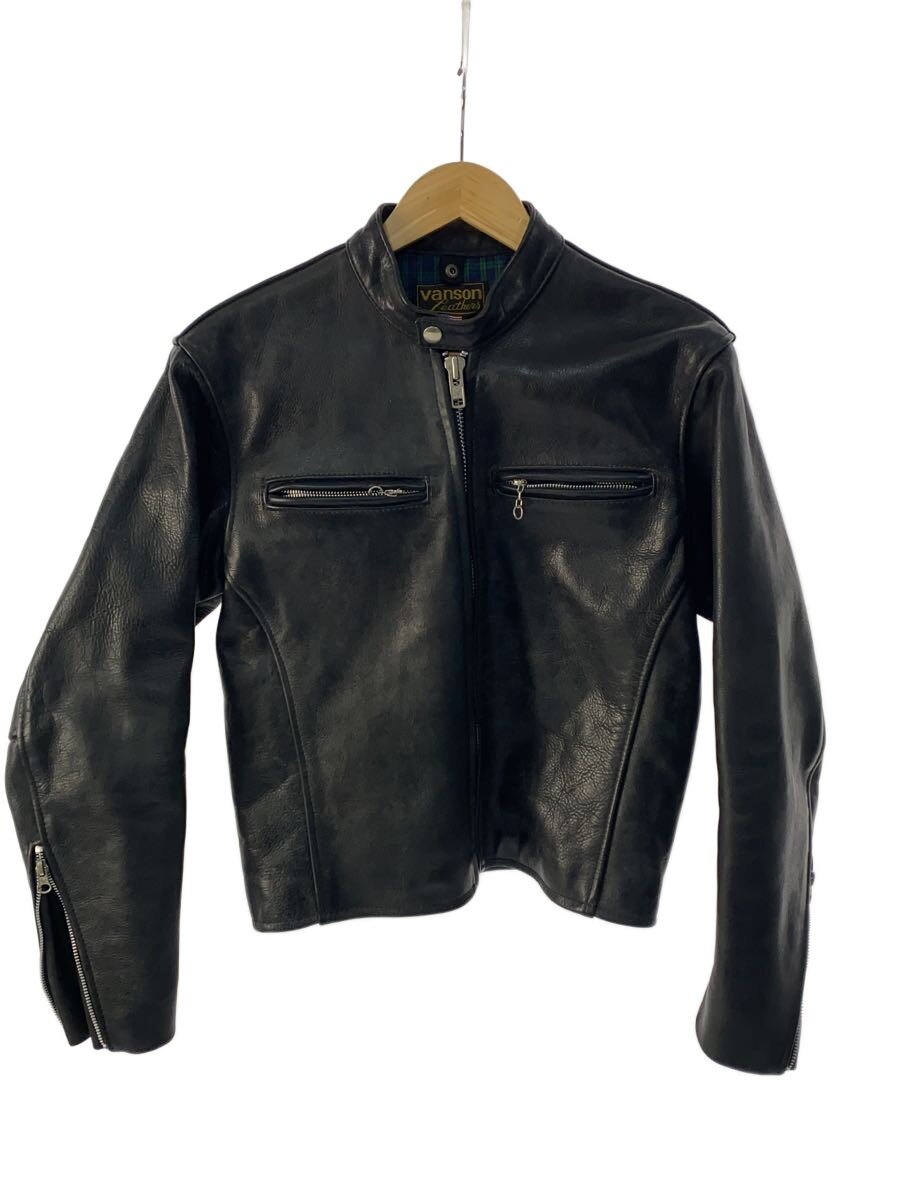 【中古】VANSON◆シングルライダースジャケット/38/レザー/BLK//【メンズウェア】|2nd STREET 店