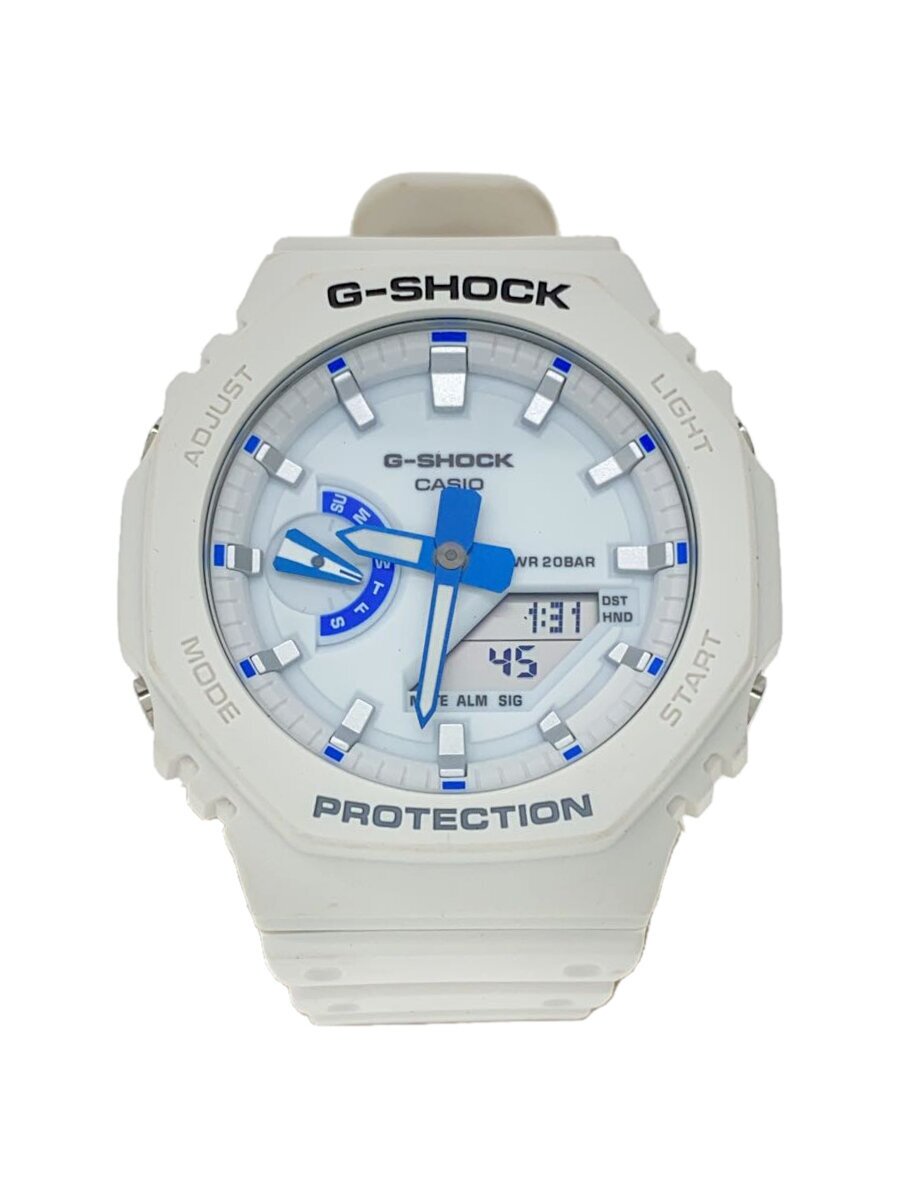 【中古】CASIO◆石英ウオッチ_G-SHOCK/デジアナ/天然ゴム/WHT/WHT【服飾雑貨他】