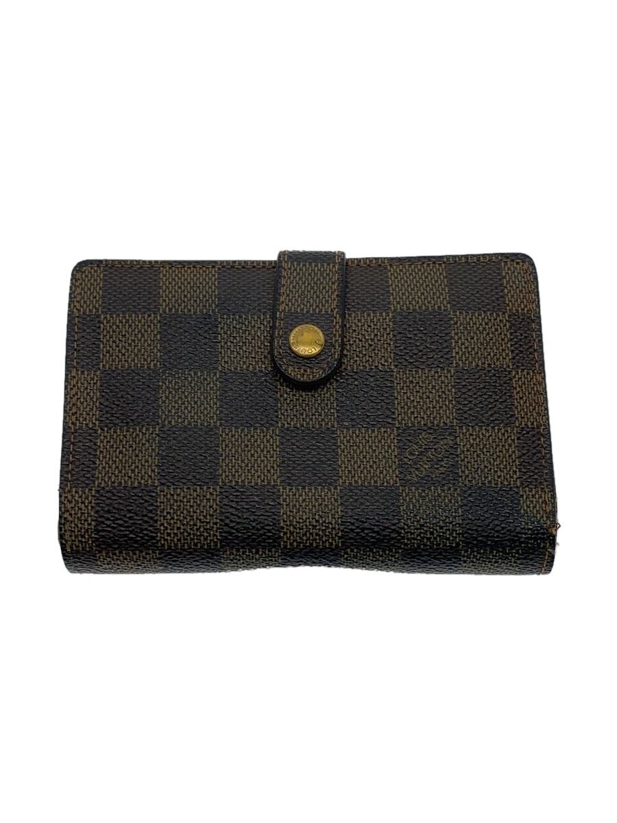 【中古】LOUIS VUITTON◆ポルト・フォイユ・ヴィエノワ_ダミエ・エベヌ_BRW/PVC/BRW/モノグラム/レディース【服飾雑貨他】