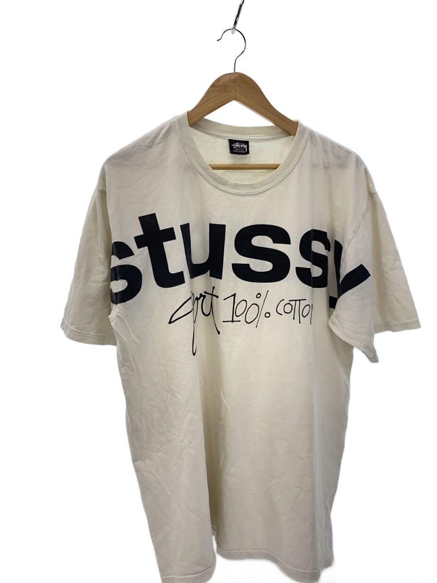 【中古】STUSSY◆sport 100 pigment Dyed Tee/プルオーバー/L/綿織物/WHT/刷り上げる【メンズウェア】